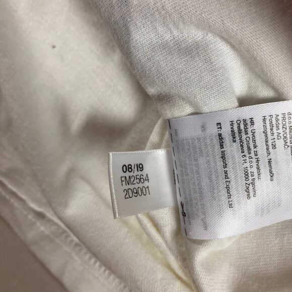 Adidas Originals Large Logo Tee T Shirt Womens XL White Black Cropped Trefoil - Picture 6 of 11